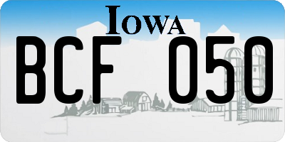 IA license plate BCF050