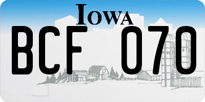 IA license plate BCF070