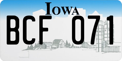 IA license plate BCF071