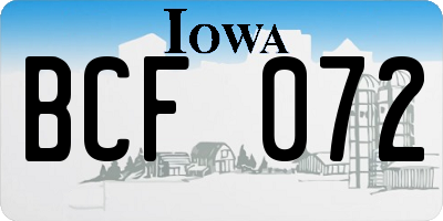 IA license plate BCF072
