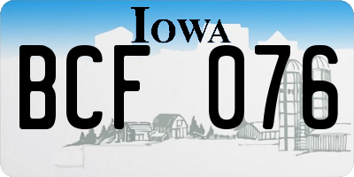 IA license plate BCF076