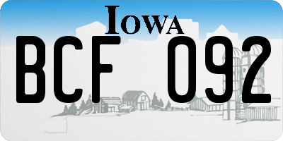 IA license plate BCF092