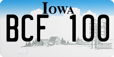 IA license plate BCF100