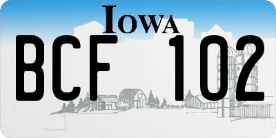 IA license plate BCF102