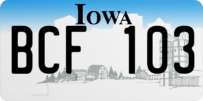 IA license plate BCF103