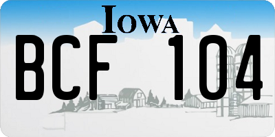 IA license plate BCF104