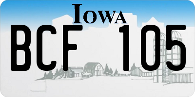 IA license plate BCF105