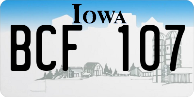 IA license plate BCF107