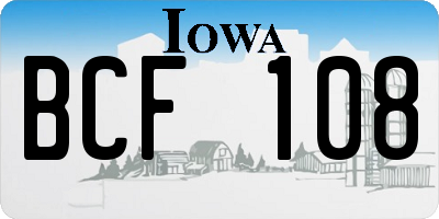 IA license plate BCF108