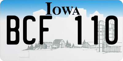 IA license plate BCF110