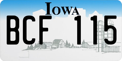 IA license plate BCF115