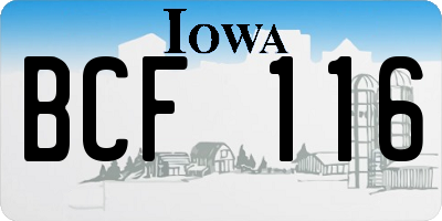IA license plate BCF116