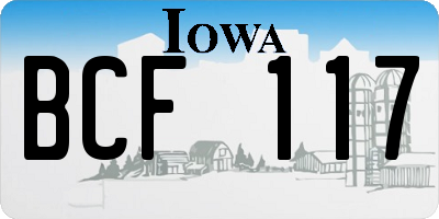 IA license plate BCF117