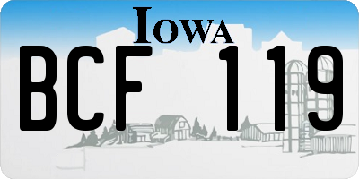 IA license plate BCF119