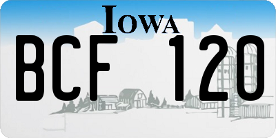 IA license plate BCF120
