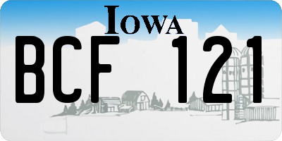 IA license plate BCF121