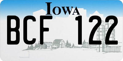 IA license plate BCF122