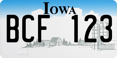 IA license plate BCF123