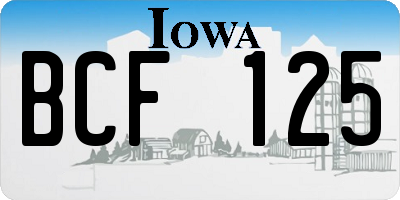 IA license plate BCF125