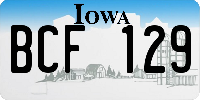 IA license plate BCF129