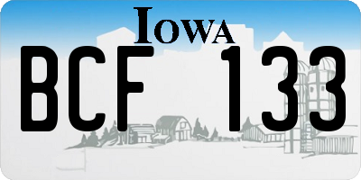 IA license plate BCF133