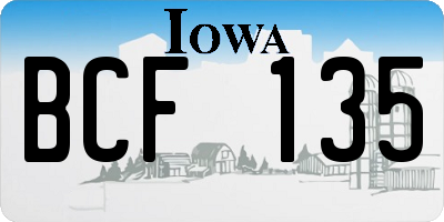 IA license plate BCF135