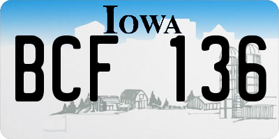 IA license plate BCF136