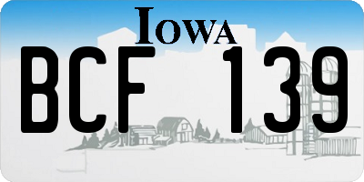 IA license plate BCF139