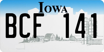 IA license plate BCF141