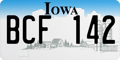 IA license plate BCF142