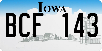 IA license plate BCF143