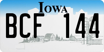 IA license plate BCF144