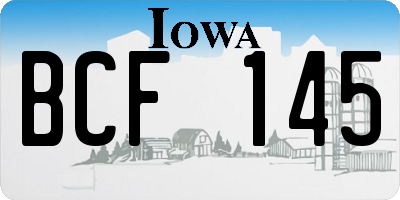 IA license plate BCF145