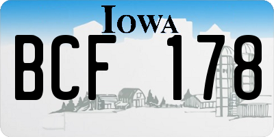 IA license plate BCF178