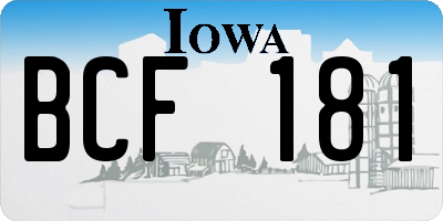 IA license plate BCF181