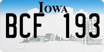 IA license plate BCF193