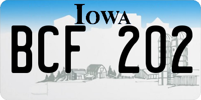 IA license plate BCF202