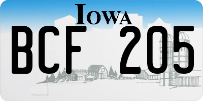 IA license plate BCF205