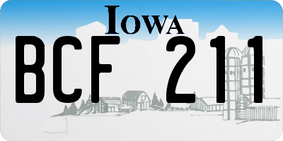 IA license plate BCF211