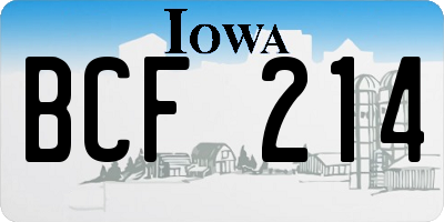 IA license plate BCF214