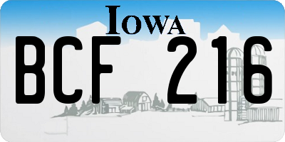 IA license plate BCF216