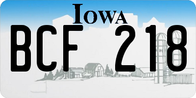 IA license plate BCF218