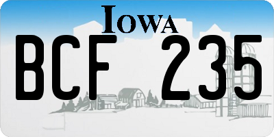 IA license plate BCF235