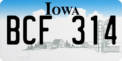 IA license plate BCF314