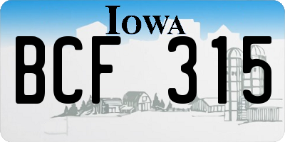 IA license plate BCF315