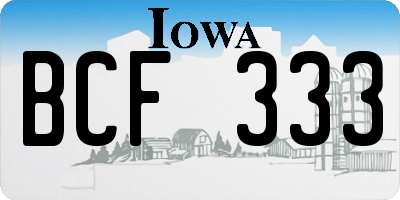 IA license plate BCF333
