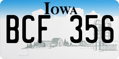 IA license plate BCF356
