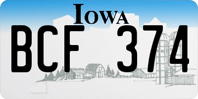 IA license plate BCF374
