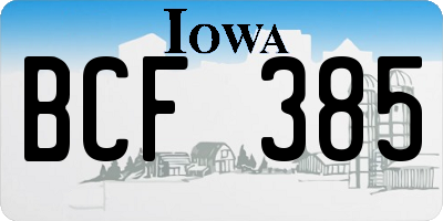 IA license plate BCF385