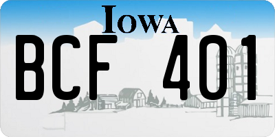 IA license plate BCF401